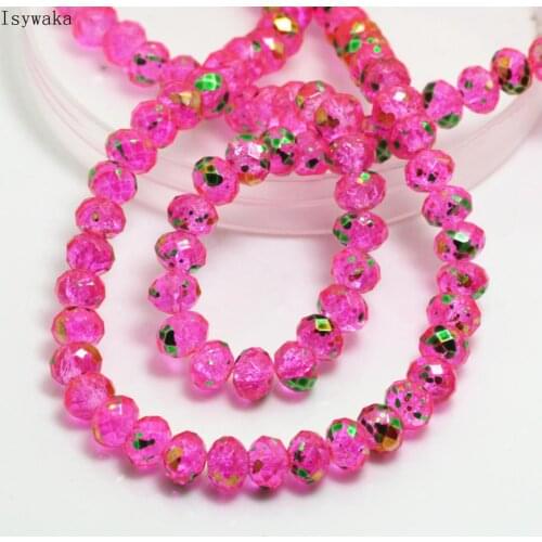 Isywaka 6x8mm Rose Flower Floral 70pcs Rondelle Austria faceted Crystal Glass Beads Loose Spacer Round Bead Jewelry Making