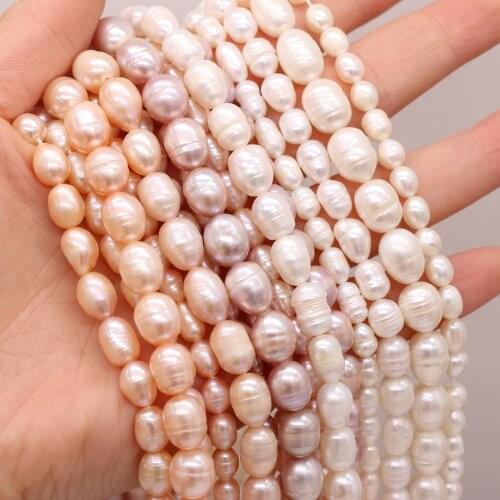 A Natural Freshwater Pearl Beads Rice Shape Punch Pearls For Women Jewelry Making DIY Bracelet Necklace Accessories Strand 14
