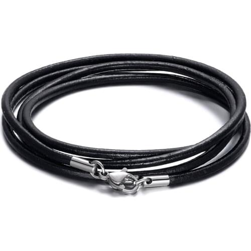 Genuine Leather Necklace Chain For Women Men Stainless Steel Clasp For DIY Necklaces Cords Fashion Jewelry Accessories Gift 2021