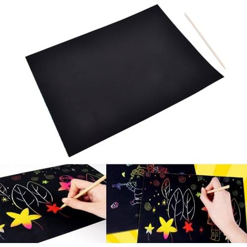 Baby Playing Toy 1Pcs A4 Sheets Painting Teaching Tools Set Scratch Paper Magic Scratch Art Painting Paper With Drawing Stick