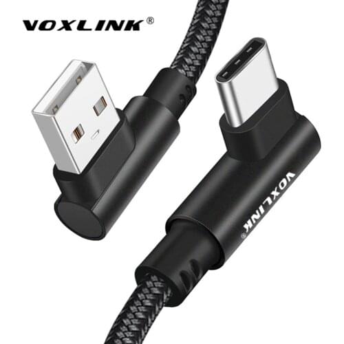 VOXLINK USB Type C 90 Degree Fast Charging usb c cable Type-c data Cord Charger usb-c For Samsung S8 S9 Note 9 8 Xiaomi mi8 mi6