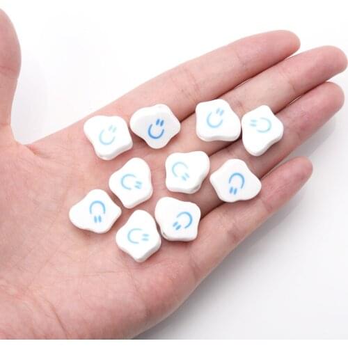 Cloud Shape Ceramics Beads Chic Loose Spacer Smiley Face Bead for Jewelry Making DIY Handmade Craft Accessories 15*17mm