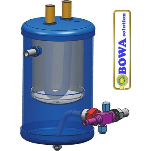 A combined refrigerant receiver, suction line accumulator and superheater & subcooler is useful in refrigeration/cascade units