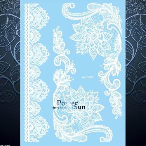 Beauty Women Arm Shoulder Decal Waterproof Fake Tattoo White Ink Lace Flower Design Temporary Body Art Tattoo Stickers PMLS1002