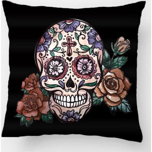 Cool Day Of The Dead Sugar Skull With Roses Throw Pillow Case Decorative Cushion Cover Pillowcase Customize Gift For Sofa Seat