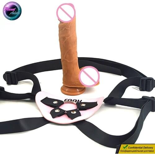 FAAK Strapon Dildo Silicone Penis Masturbator Dick Pants Vagina Pussy Massager Sex Toys for Women Lesbian Couple Gay Men Bandage