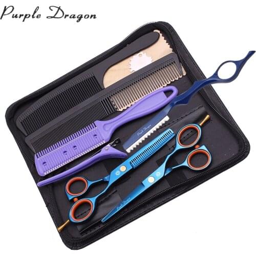 Hair Cutting Scissors Set 5.5" Purple Dragon Japan Stainless 1014# Barber Hairdressing Scissors Thinning Scissors Beauty Tools