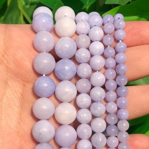 Natural Blue Angelite Quartzs Stone Beads Round Loose Beads 6/8/10/12mm For DIY Jewellery Making Bracelets Necklace 15