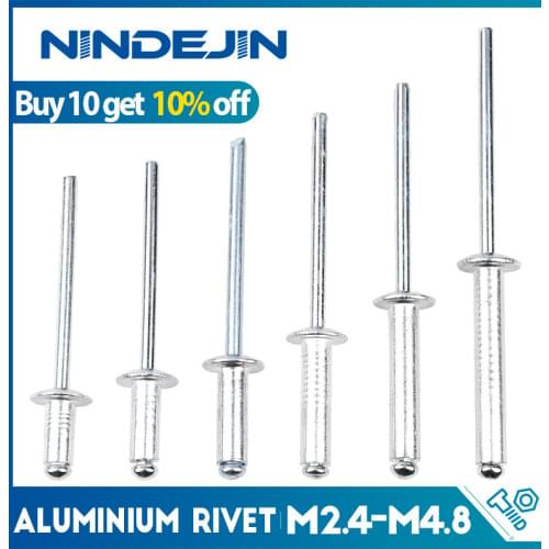 NINDEJIN 30/50pcs Pop Rivets Aluminium M3.2 M4 M4.8 Dome Head Blind Rivets Steel Shank Mandrel Exhaust Rivets