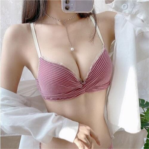 Underwear girls gather small breasts adjustable bra bra without underwire students high school girls underwear set for girls