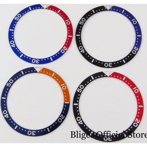 New 39mm Black Blue Alloy Watch Bezel Ring Insert for 45mm BLIGER Watch Case Luminous Dot