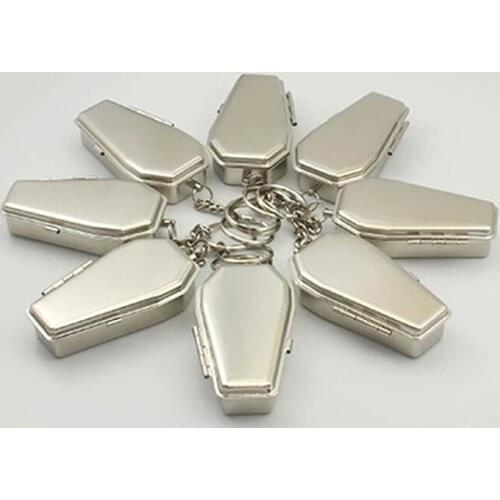 New Design Mini Tinplate Ashtray Coffin Shape Pocket Ashtray Small Portable Ashtray With Lids Travel Car Smoking Ash Organizer