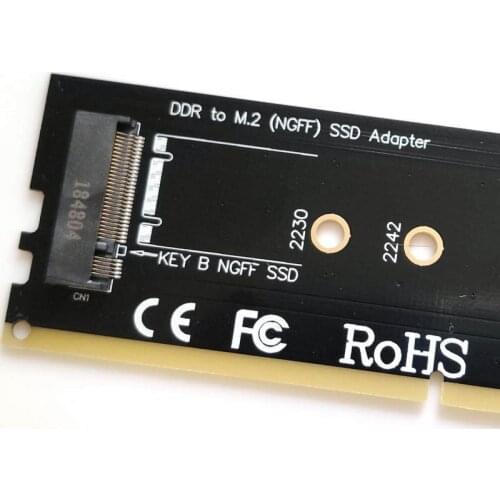 DDR memory card slot to M.2 SSD B-Key adapter board, compatible with DDR2, DDR3, DDR4