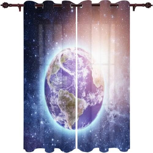 Modern Curtains Universe Earth Starry Sky Living Room Bedroom Curtains Sunshade Finished Curtains Kitchen Curtains
