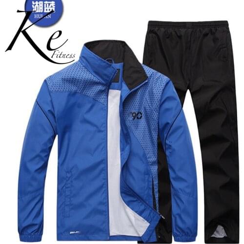 KE spring and autumn sports suit mens running sportswear set man male casual outdoor football windproof jacket loose large size