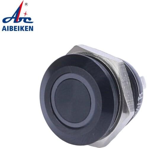 12mm/16mm/19mm/22mm/25mm/30mm Waterproof IP67 Flat Head Momentary Super short Metal Black Push Button Switch