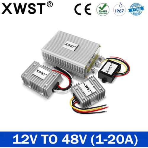 XWST Newest Waterproof 12V to 48V 3.5A 96W DC to DC Boost Converter 12V to 48V Step Up Car Power Converters Regulators CE RoHS