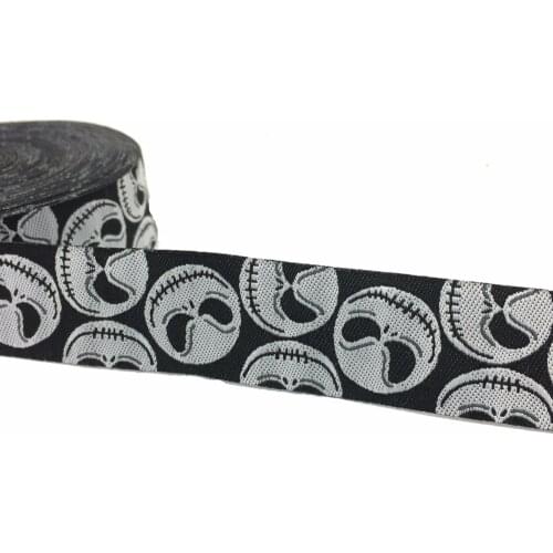 ZERZEEMOOY 7/8" 22MM 10YARD/LOT Terrorists face Woven Jacquard Ribbon HOT DOG RIBBON