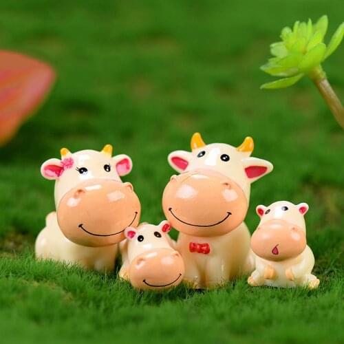 ZOCDOU 2 Pieces Milk Cow Cows Cattle Calf China Model Small Statue Little Figurine Crafts Figure Gift Ornament Miniatures Decor
