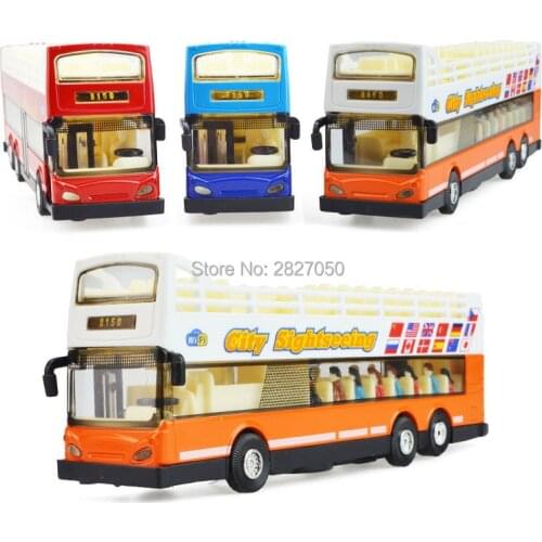 1:32 Luxurious Double Decker Pull Back Sound Light Bus toys car for children