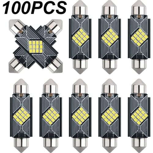 100pcs Festoon 31mm 36mm 39mm 41mm C5W C10W Super Bright LED Bulb Car Dome Light Canbus No Error Auto Interior Reading Lamp