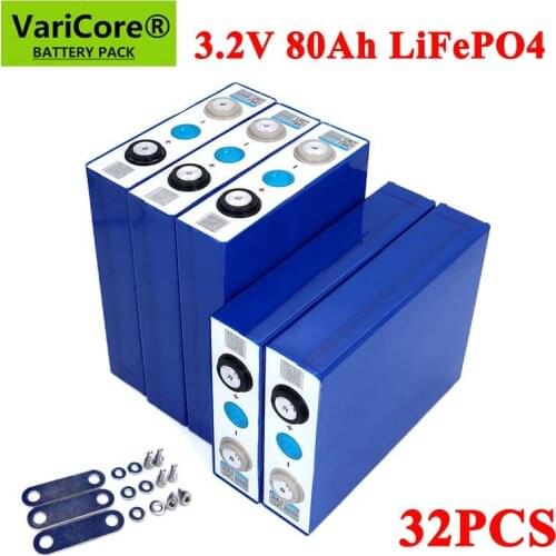 32pcs 3.2V 80Ah LiFePO4 battery pack Lithium iron phospha 80000mAh 12V 24V 240A Motorcycle Electric Car Solar Inverter batteries