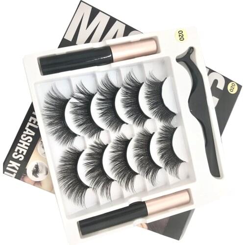 5 pairs of magnetic eyelashes, natural magnets, 2 magnetic eyeliner + tweezers, natural false eyelashes, eyelash gift box