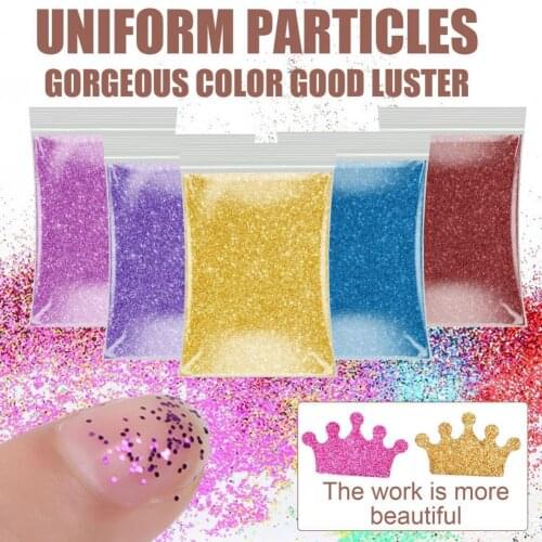 50g/Pack Multicolor Holographic Nail Sequins DIY Nail Decoration Accessories Compact Nail Art Decoration Powder for Girls
