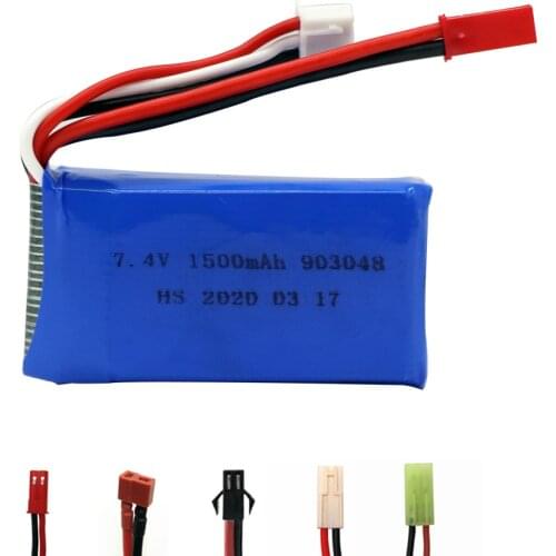 7.4V 1500mah LiPo Battery 903048 JST/SM/EL-2P Plug For Wltoys V353 A949 A959 A969 A979 k929 7.4 V Battery For RC toys Cars parts