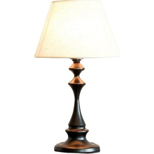 American Country Simple Black Iron Fabric Led E27 Table Lamp for Foyer Bedroom Study Illuminare Desk Light H 50cm 1788