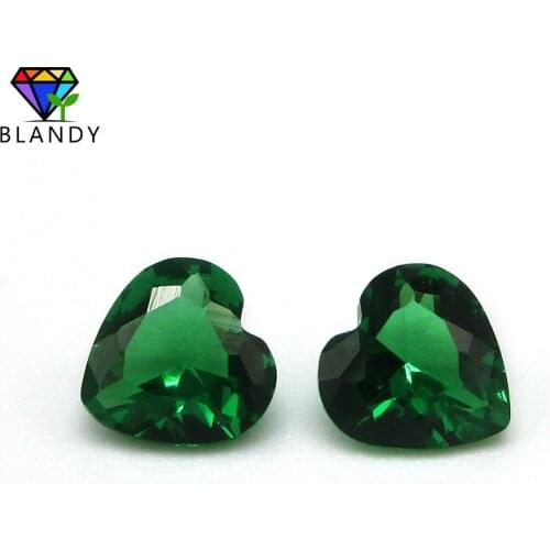 Free Shipping 3x3~8x8mm Heart Shape Nano Green Stone Wax Casting Green Nano Synthetic Gems For Jewelry