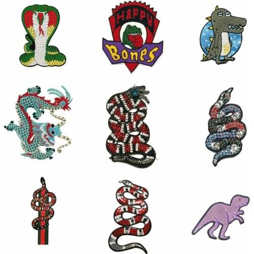 Large embroidery big loong snake dinosaur animal cartoon patches for clothing CA-57