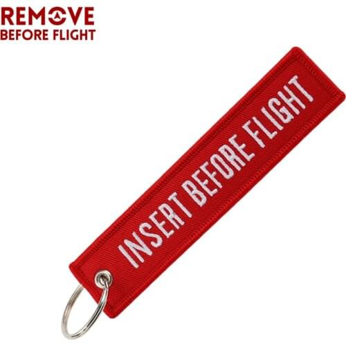 Keychain 100Pcs INSERT BEFORE FLIGHT Fashion Turbo keychain Embroidery llaveros Key Chain Car Key ring gift Wholesale