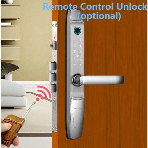 Zinc Alloy Smart Fingerprint Glass Door Lock S875 Home Security Door Lock Digital Door Lock With Remote Control & App Function