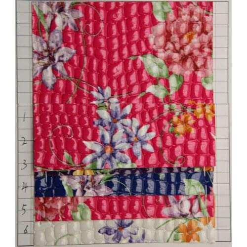 Colorful flower print stone grain pvc leather fabric fashion decoration leather material home handbag material wholesale
