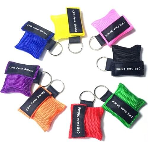 Color CPR Resuscitator Mask Keychain First Aid Emergency Face Shield Mask Health Care Tools