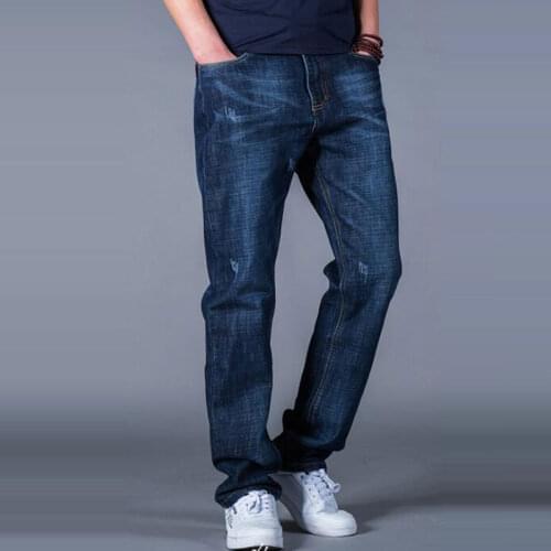 Jeans Men New Loose jeans Mens Straight Long pants Elastic Casual Large size trend Autumn and Winter thick trousers