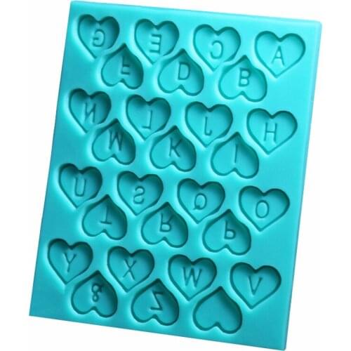 Heart Alphabet 100% Food-Grade Silicone Baking Molds, Cake Fondant Decorating Tools, Silicone Soap Molds
