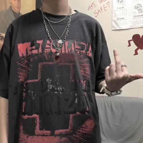 Harajuku Short Sleeve O-Neck T-Shirt Korean Hip Hop T-Shirts Ulzzang Casual Letter Print Vintage Punk Clothing Women T-Shirt