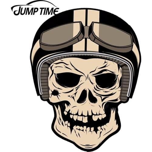JumpTime 13cm x 12cm Vinyl STICKERS DEATH SKULL HELMET AUTO MOTO CAR BIKE MOTORCYCLE Waterproof Vinyl Car Styling