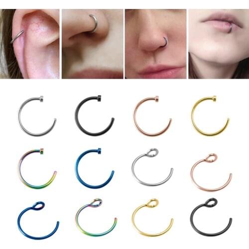 1-6pcs U Shaped Fake Nose Ring Septum Piercing Stainless Steel Lip Open Type Hoop Stud Horseshoe for Women Men Body Jewelry 20G