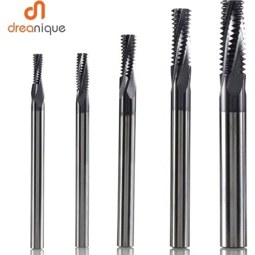 Dreanique end mill BSP BSPT thread end mills inch size 1/16 1/8' 1/4' 3/8' 1/2' 3/4' 1' carbide alloy threaded milling cutter