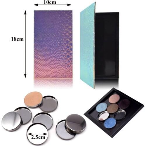 Beauty Cosmetic Empty DIY Eye Shadow Magnetic Palette Case Makeup Organizer Box + 100 Round Metal Eyeshadow Pans Holder