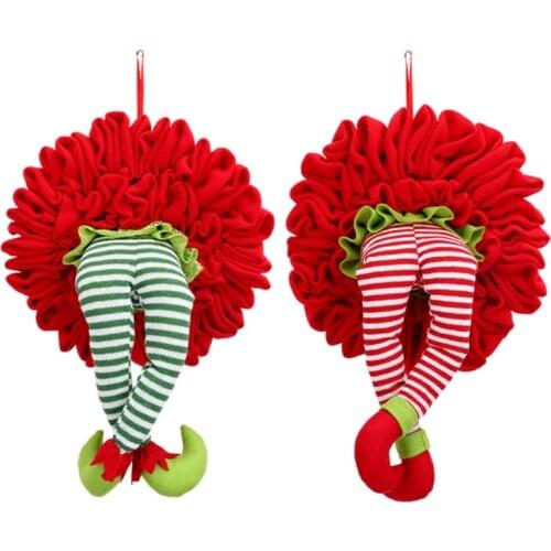 50LB Creative Elf Leg Climbs Out of Wreath Door Hanging Garland Christmas Hanging