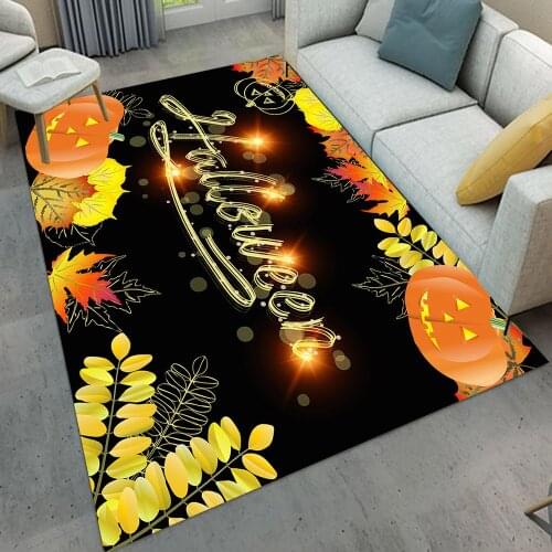 LB Halloween Letter Pattern Rug Home Living Room Anti-slip Small Carpet Pumpkin Floor Mat Halloween Decor Alfombra 3 Size