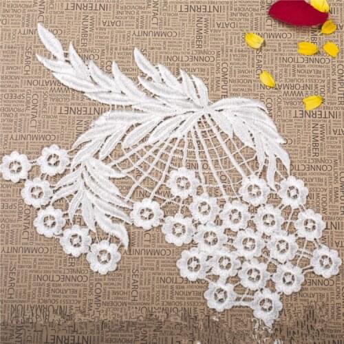 LP-DA85 white embroidery flower patches lace applique collar wedding dress formal dress accessories fabric 150MM*250MM 10 pcs