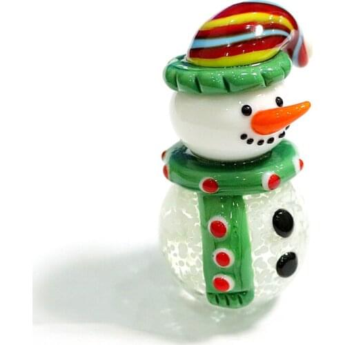 Miniature Christmas Glass SNOWMAN FIGURINE Ornaments Cute Vivid Santa Claus Statue Gifts For Kids Home Desktop Decor Collection