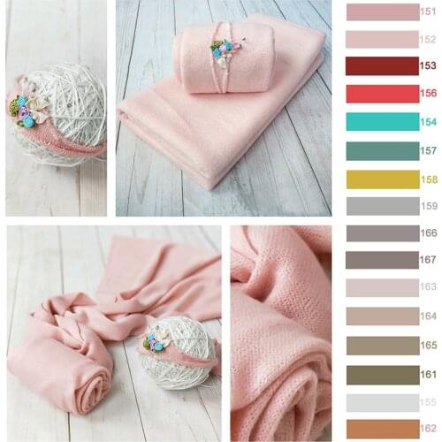 Soft Elastic Infant Baby Photography Wraps Backdrop Newborn Photo Shoot Swaddle Backdrop Headband 3pcs Sets Big Sizes Blankets