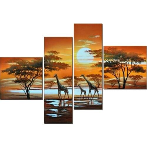 4pcs Full Square/Round Drill 5D DIY Diamond Painting "Giraffe family" Multi-picture Combination 3D Embroidery 5D Home Decor