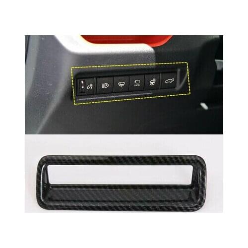 Carbon Fiber Look Head light Switch Button Cover Trim For Toyota RAV4 2019-2020